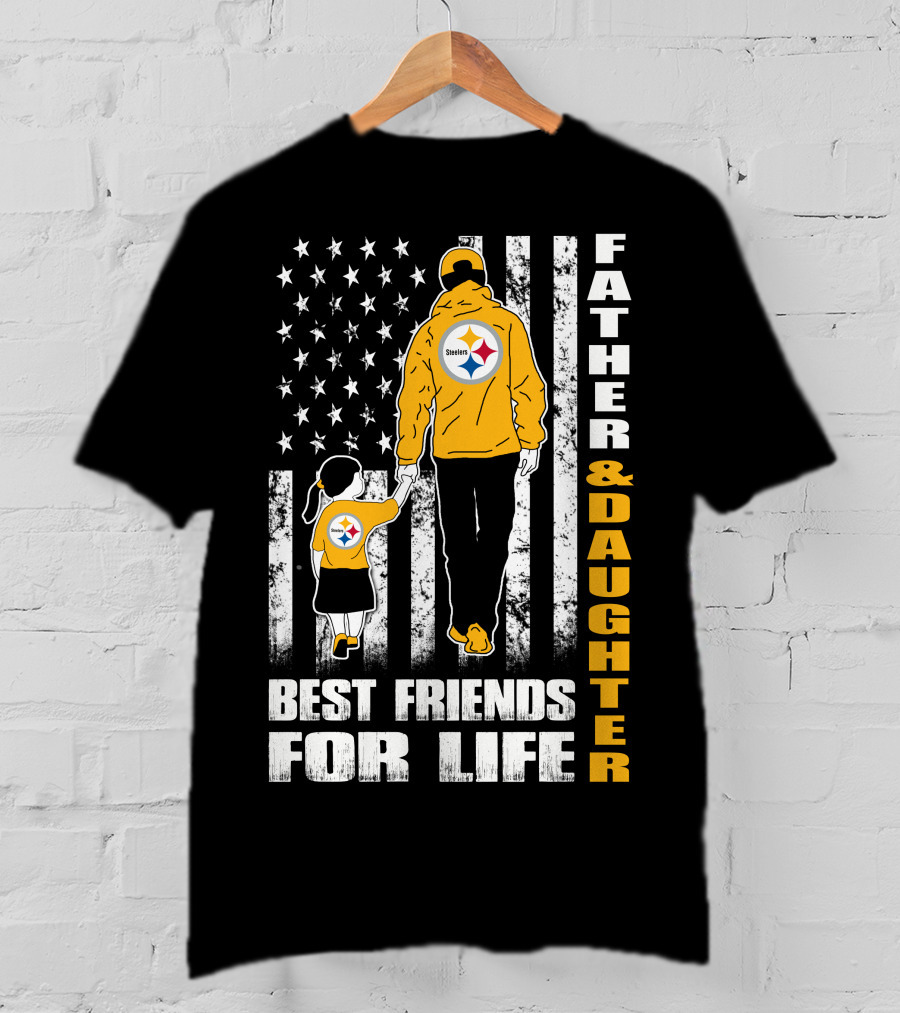 Father And Daughter Best Friends For Life Steelers Fan Flag T-Shirt