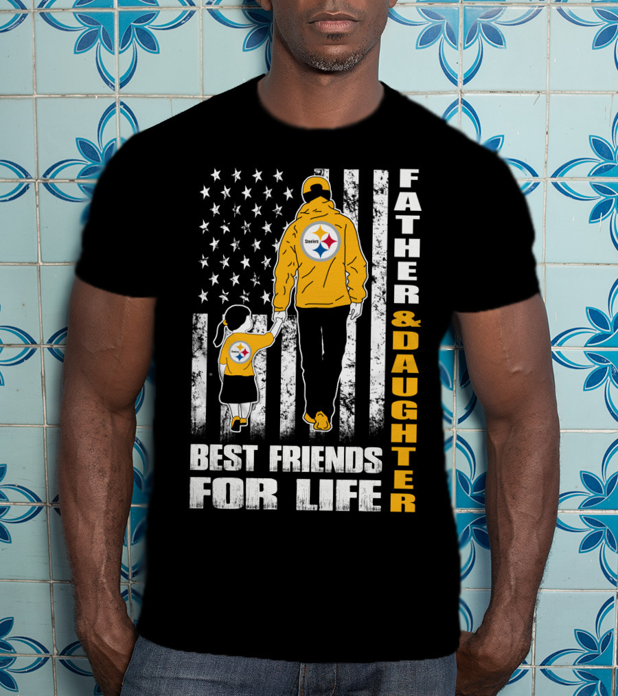Father And Daughter Best Friends For Life Steelers Fan Flag T-Shirt