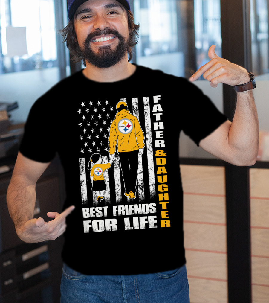 Father And Daughter Best Friends For Life Steelers Fan Flag T-Shirt