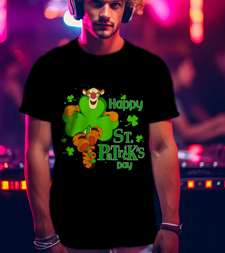 Happy St. Patrick's Day Tigger Clover T-Shirt