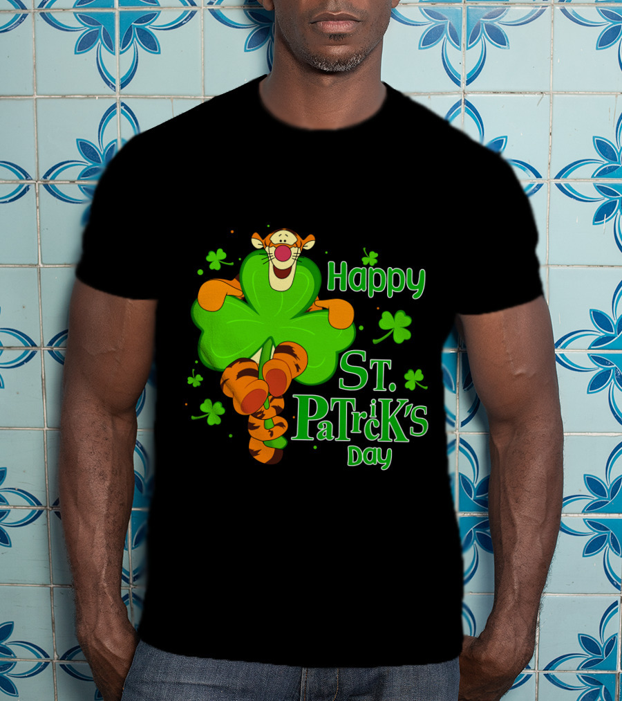 Happy St. Patrick's Day Tigger Clover T-Shirt