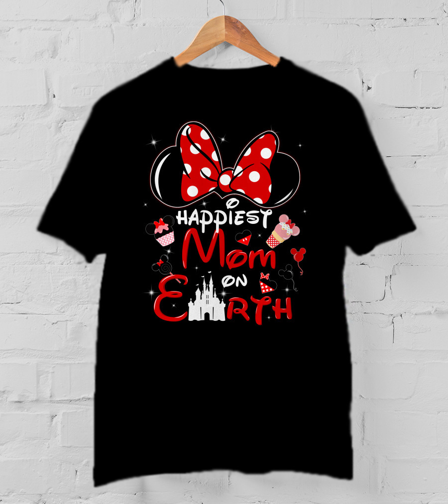 Happiest Mom On Earth Minnie Ears Castle Balloons T-Shirt