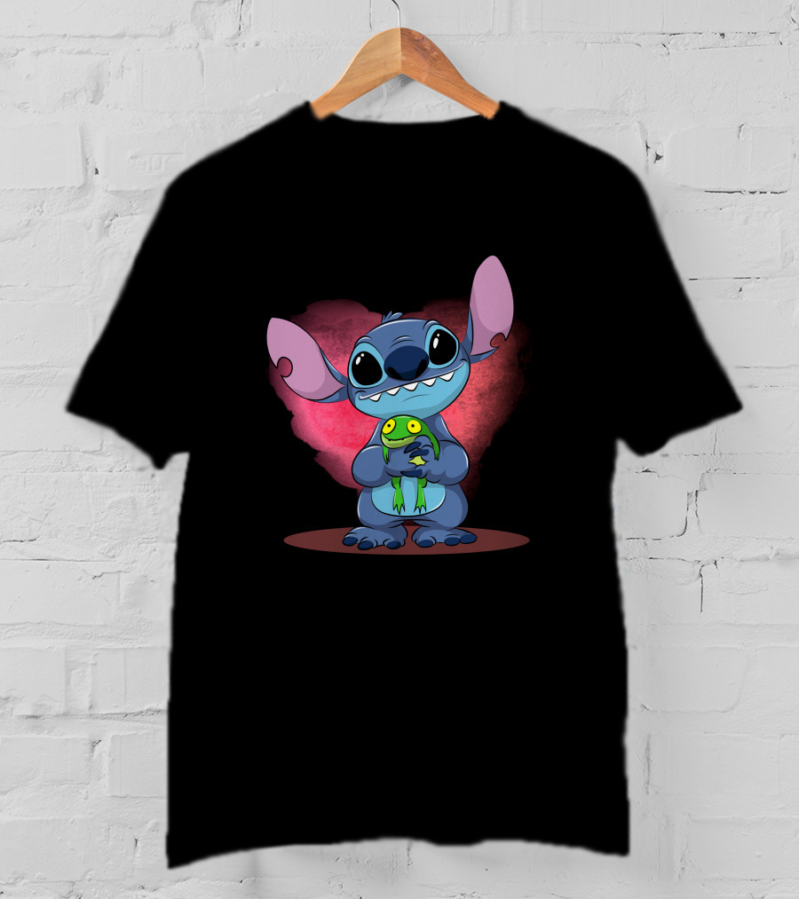 Sorry I'm Late I Didn't Want To Come Stitch Holding Frog T-Shirt