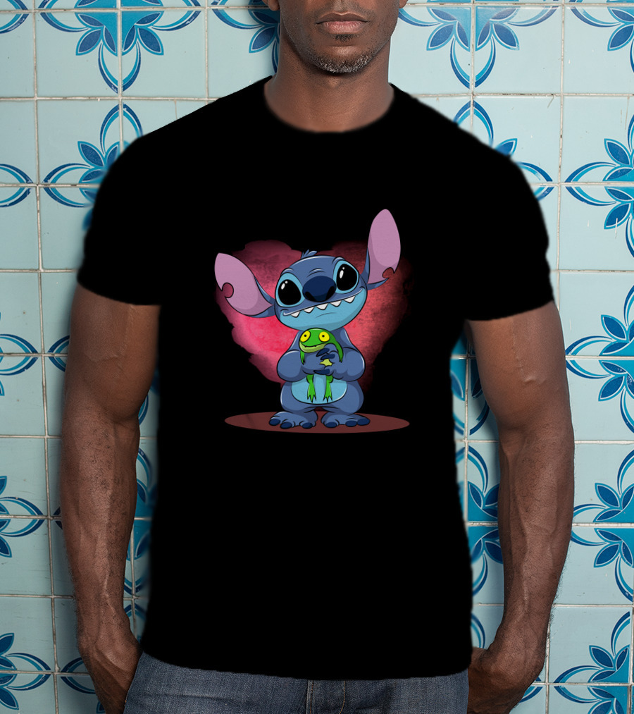 Sorry I'm Late I Didn't Want To Come Stitch Holding Frog T-Shirt