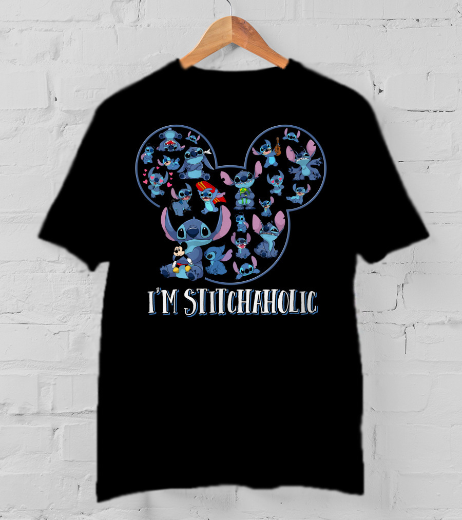 I'm Stitchaholic Mickey Mouse Head Stitch T-Shirt