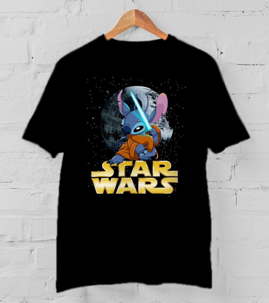 Stitch Star Wars Crossover Jedi Lightsaber Death Star T-Shirt