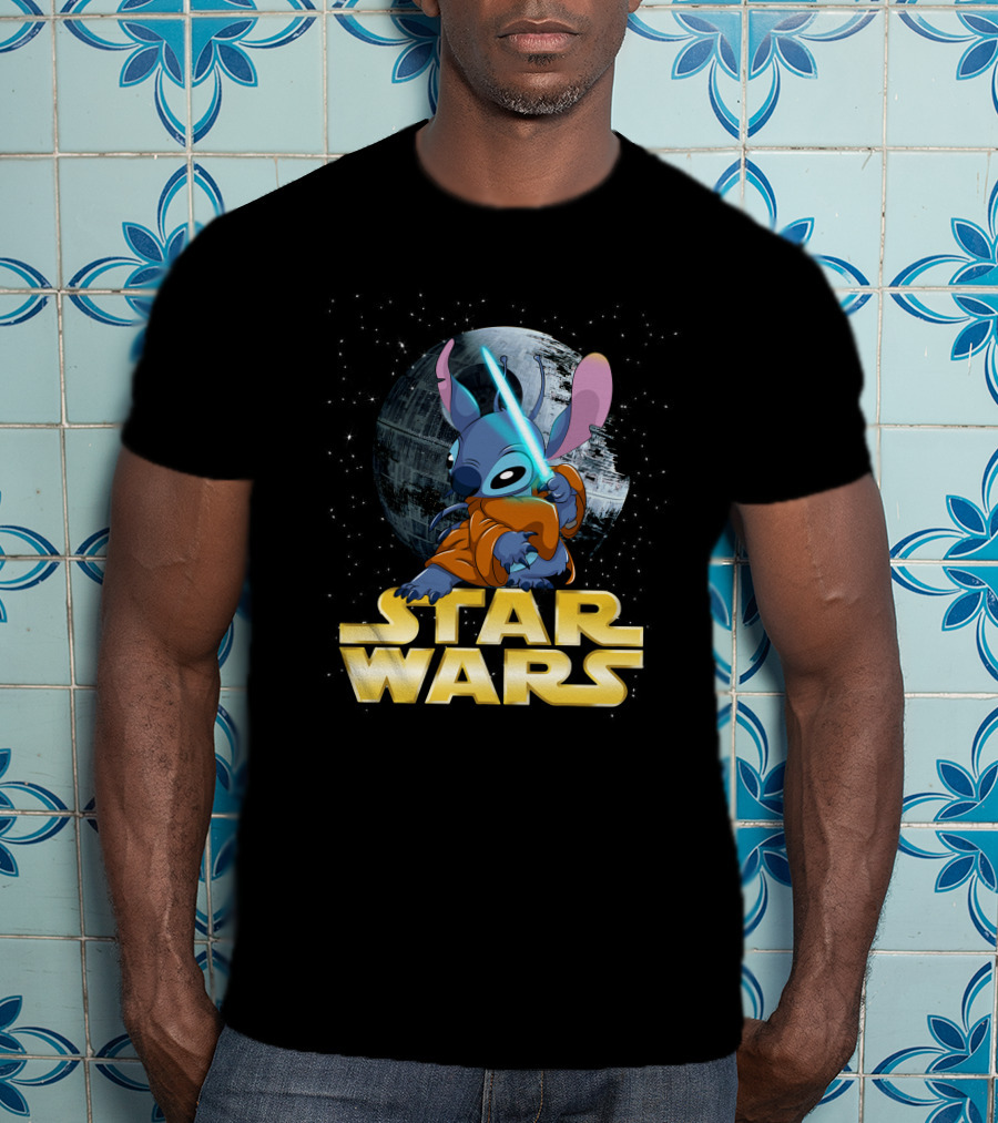 Stitch Star Wars Crossover Jedi Lightsaber Death Star T-Shirt