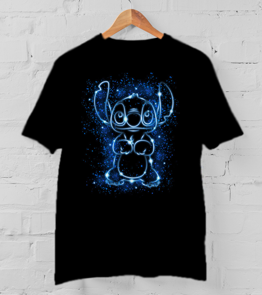 Stitch Neon Light Galaxy Glow T-Shirt