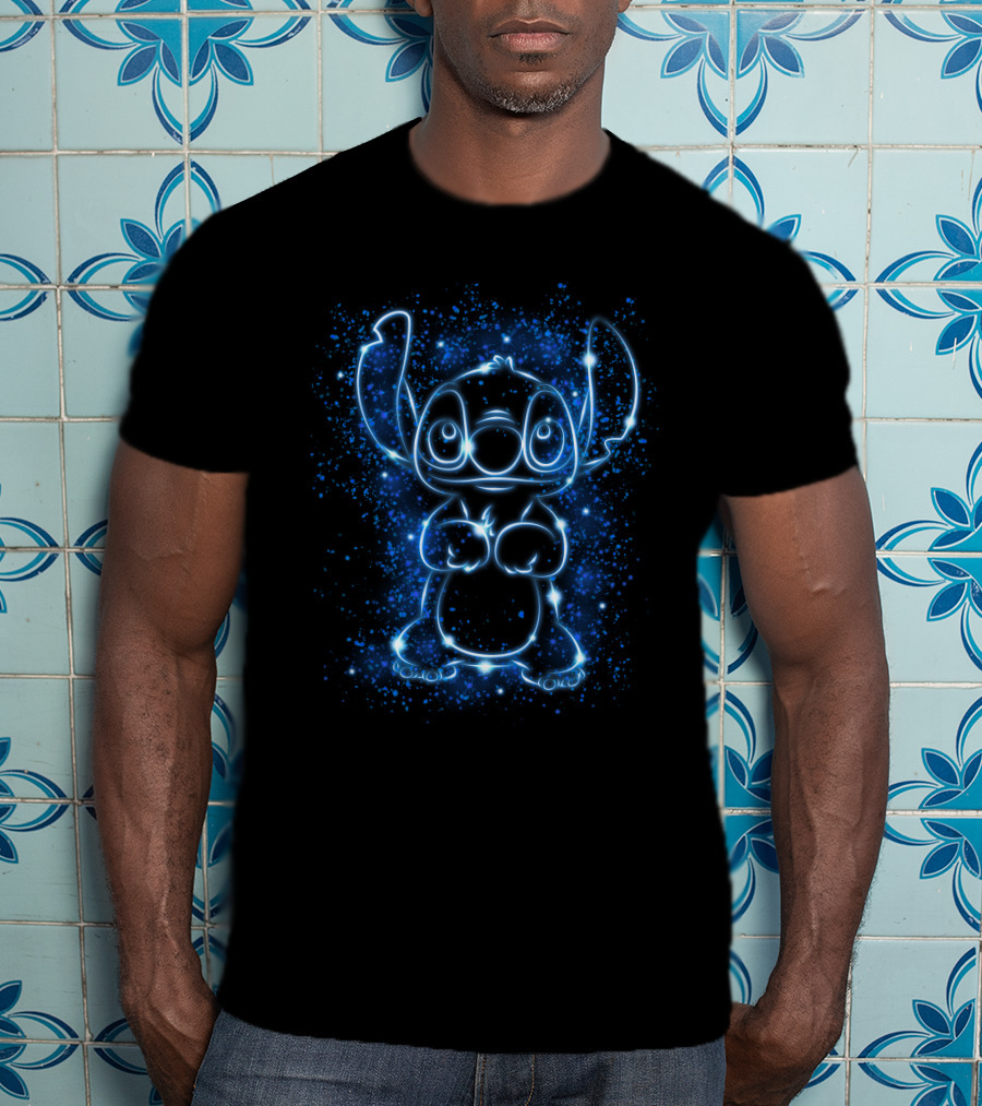 Stitch Neon Light Galaxy Glow T-Shirt