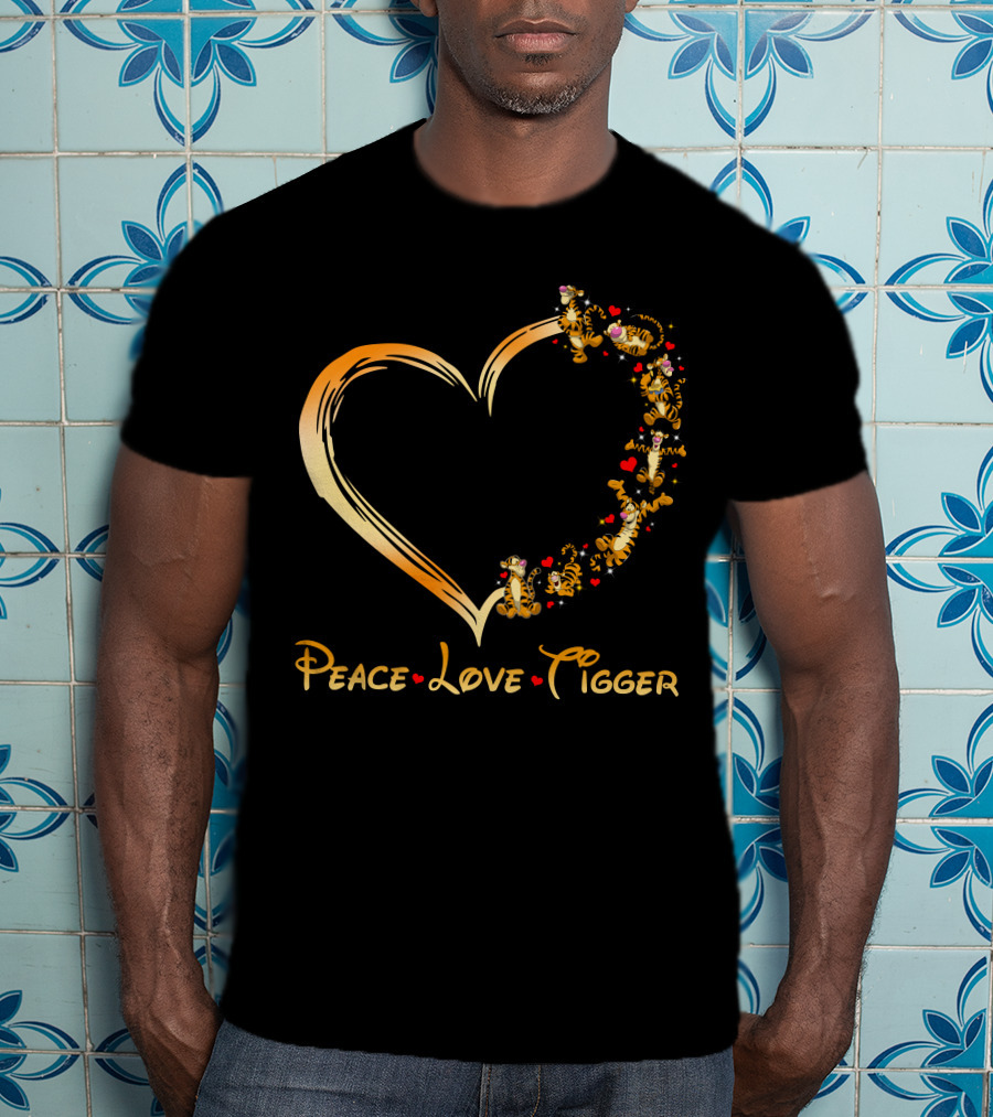 Peace Love Tigger Heart With Tigger And Hearts T-Shirt