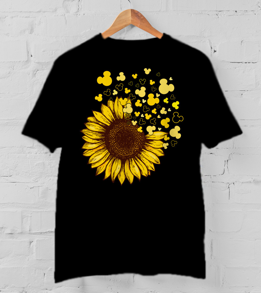 Sunflower With Mickey Mouse Icon Yellow Accents T-Shirt