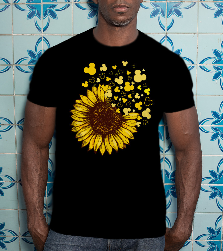 Sunflower With Mickey Mouse Icon Yellow Accents T-Shirt