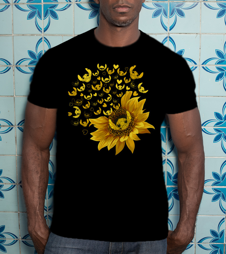 Stitch Sunflower Hearts And Smiles Burst T-Shirt