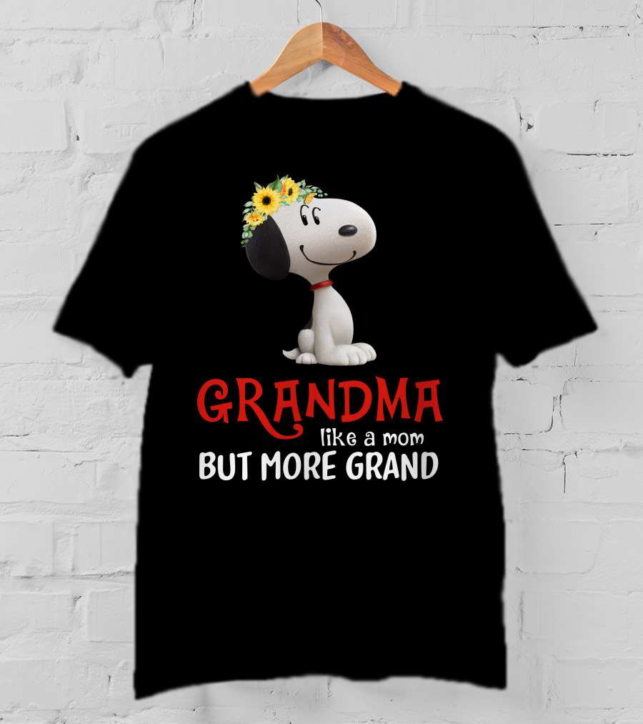 GRANDMA Like A Mom But More Grand Snoopy Sunflower Crown T-Shirt