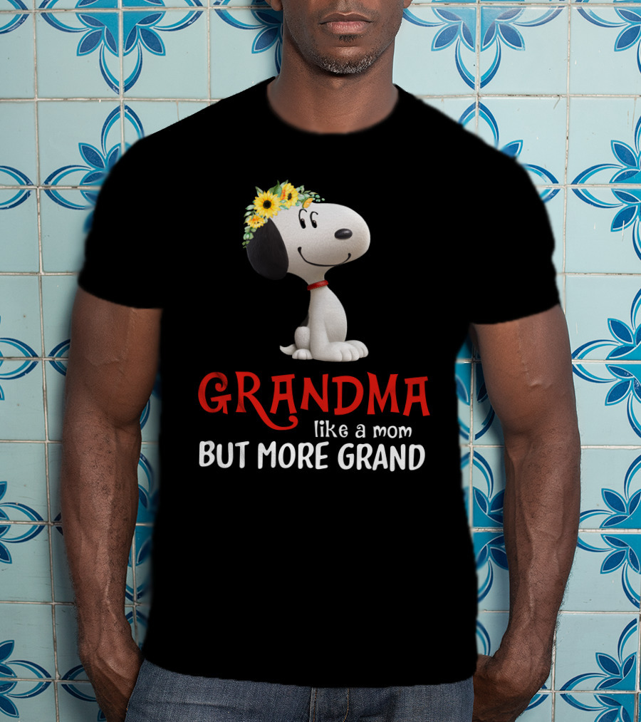 GRANDMA Like A Mom But More Grand Snoopy Sunflower Crown T-Shirt