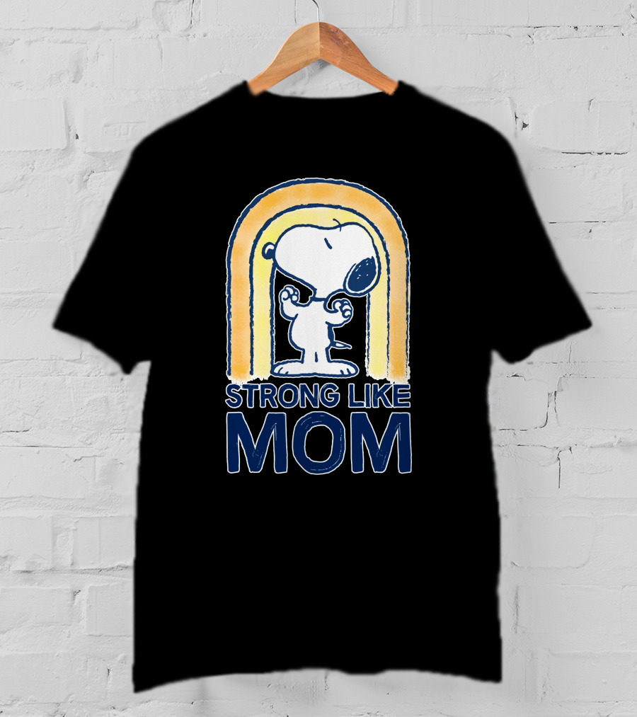 Snoopy Strong Like Mom Retro Rainbow Celebrating Motherhood T-Shirt