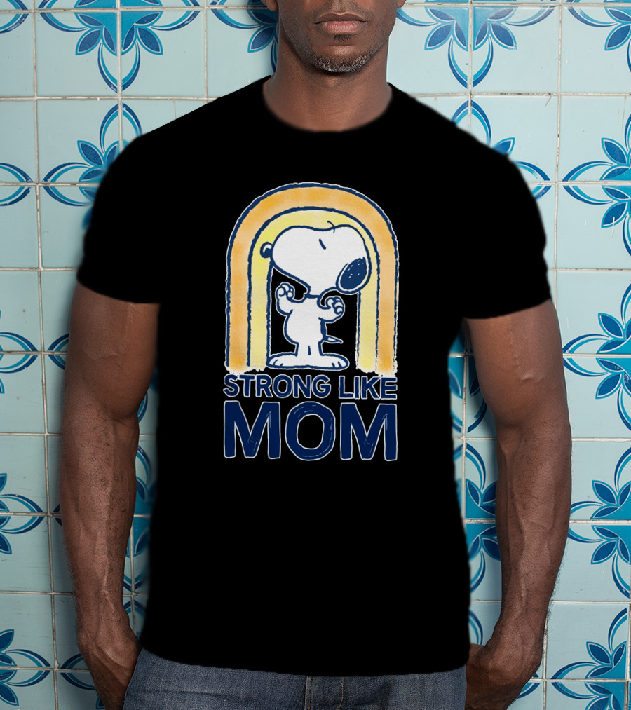 Snoopy Strong Like Mom Retro Rainbow Celebrating Motherhood T-Shirt