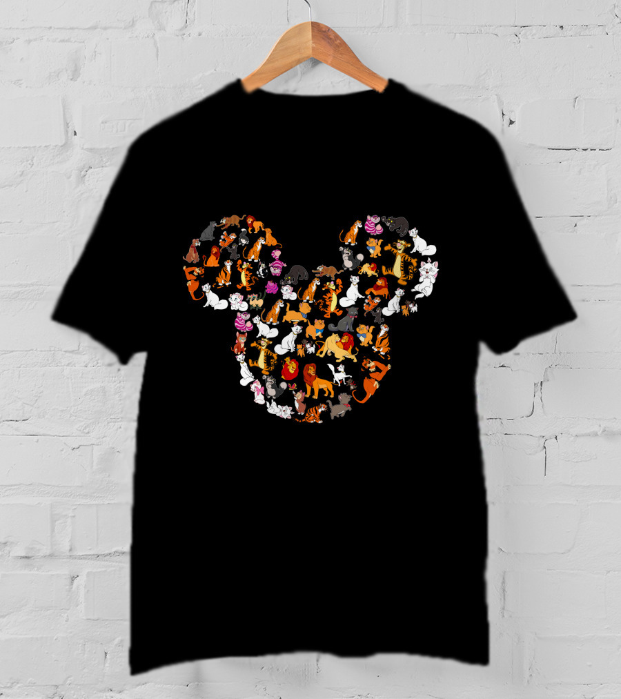 Disney Cats And Lions In Mickey Shape T-Shirt