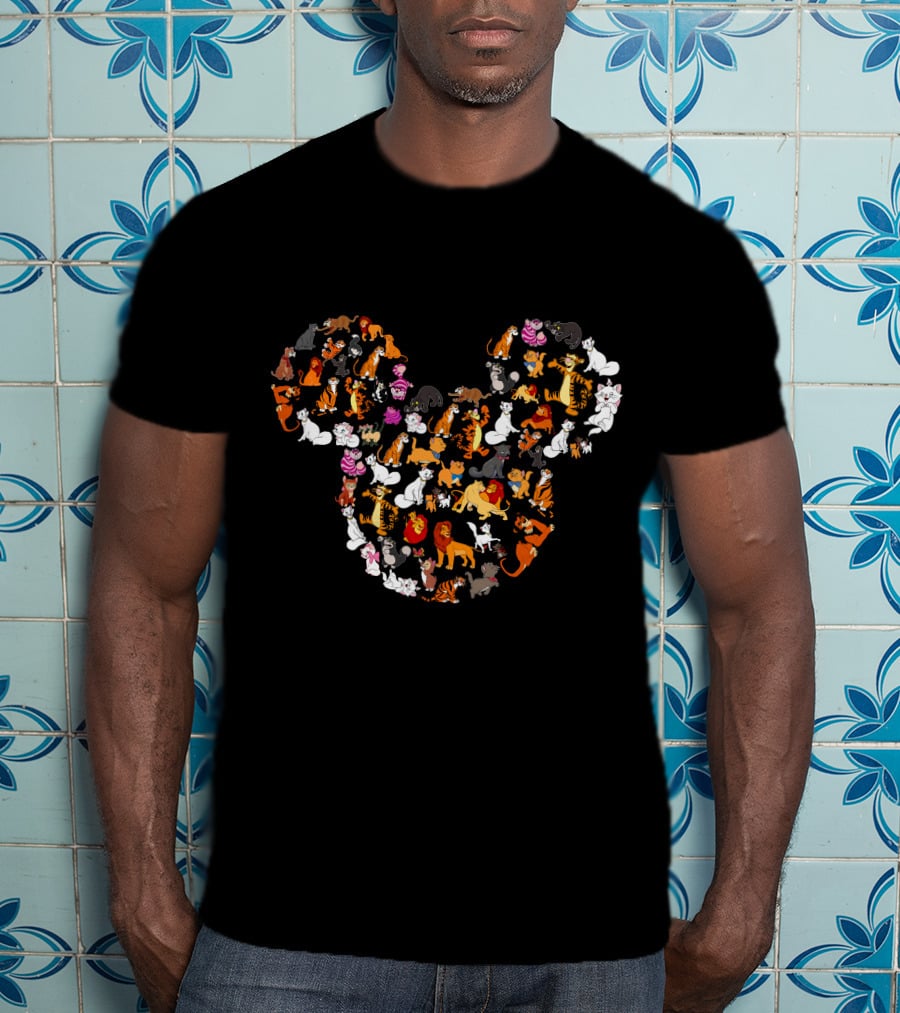 Disney Cats And Lions In Mickey Shape T-Shirt