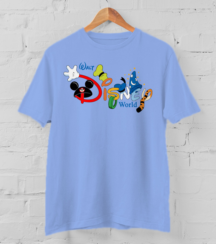 Walt Disney World Mickey Goofy Sorcerer Tigger Stylized Text T-Shirt