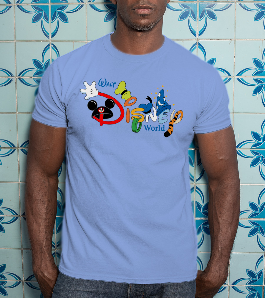 Walt Disney World Mickey Goofy Sorcerer Tigger Stylized Text T-Shirt
