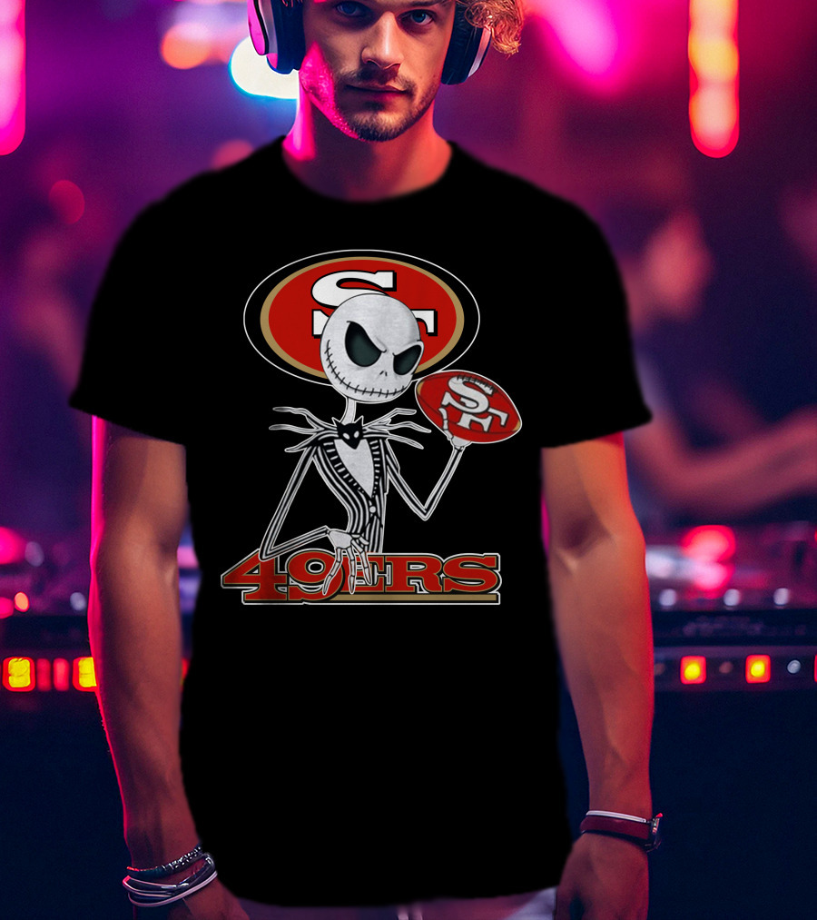 49ers Jack Skellington Football Crossover NFL T-Shirt