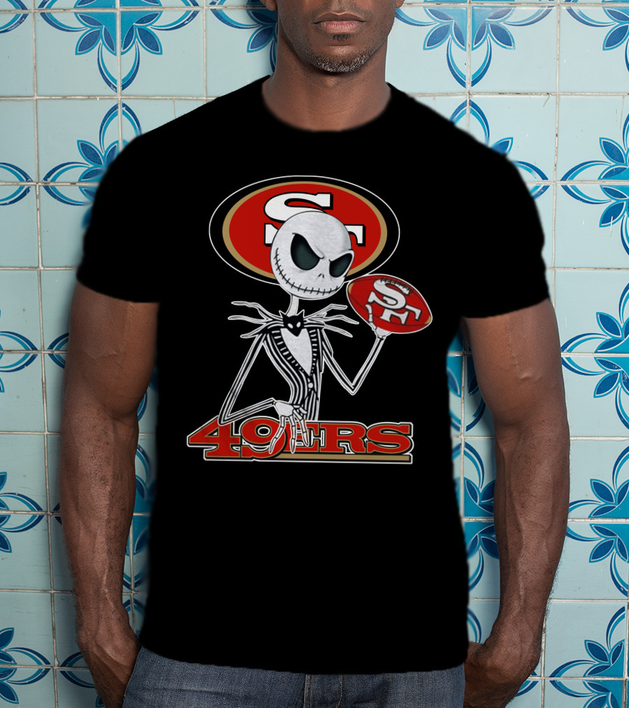 49ers Jack Skellington Football Crossover NFL T-Shirt