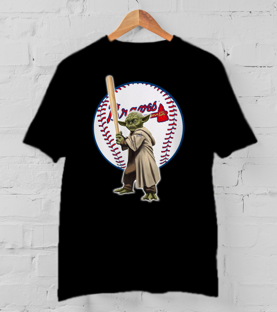 Yoda Braves Baseball Bat Star Wars Crossover Atlanta T-Shirt