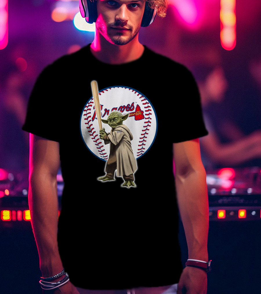 Yoda Braves Baseball Bat Star Wars Crossover Atlanta T-Shirt