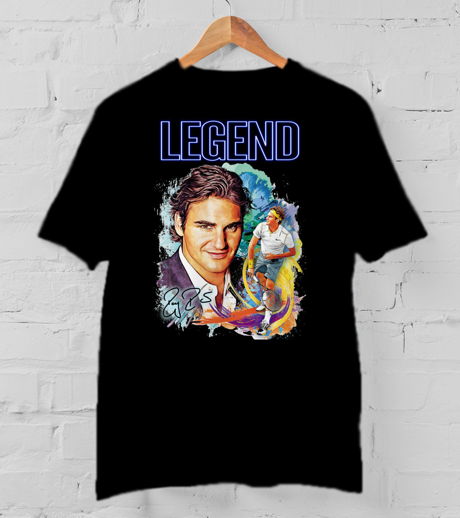 Legend Roger Federer Tennis Icon Signed T-Shirt