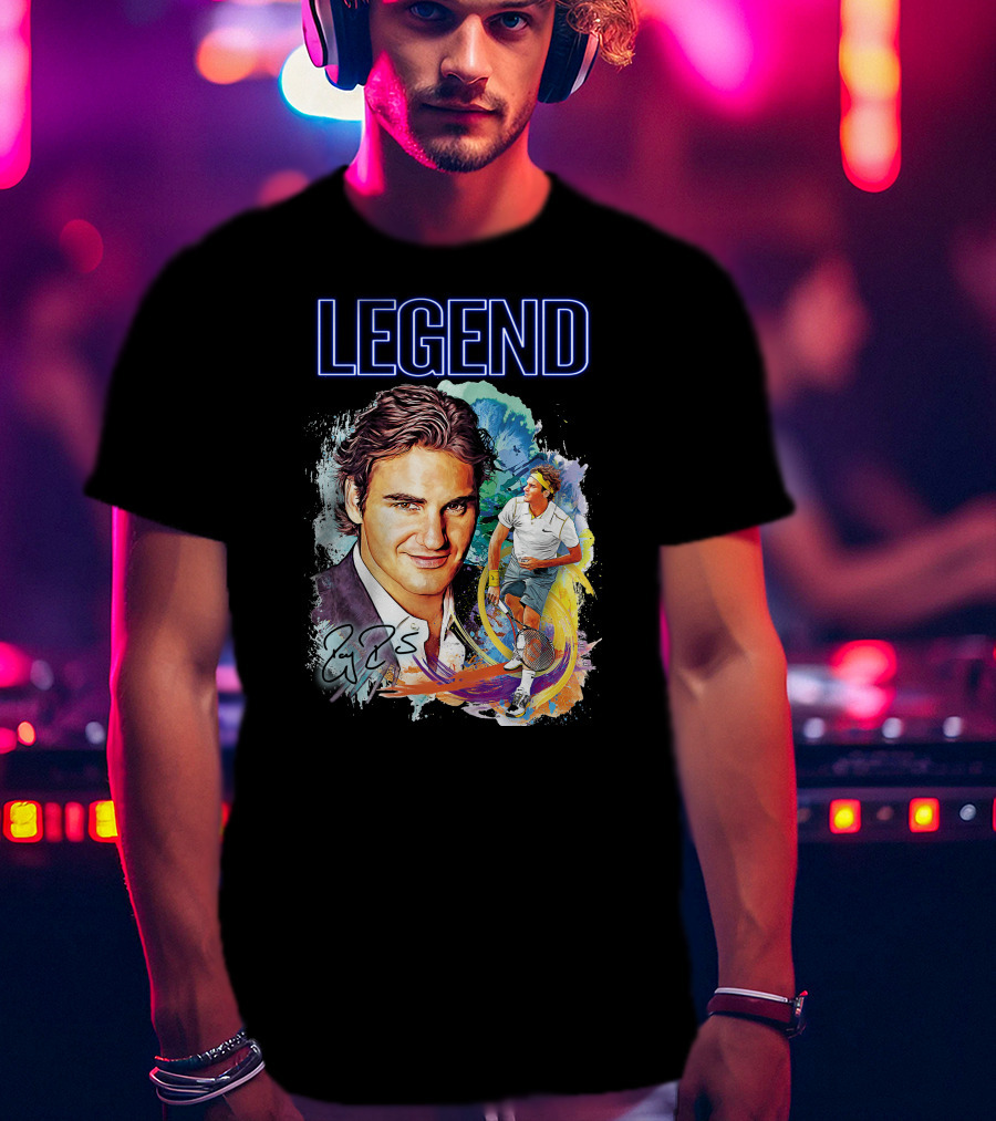 Legend Roger Federer Tennis Icon Signed T-Shirt