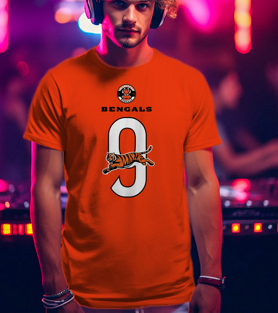 Joe Burrow Cincinnati Bengals Tiger Number 9 T-Shirt