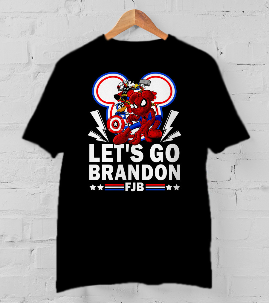 Let's Go Brandon FJB Disney Marvel Spiderman Thor Captain America Mickey Donald T-Shirt