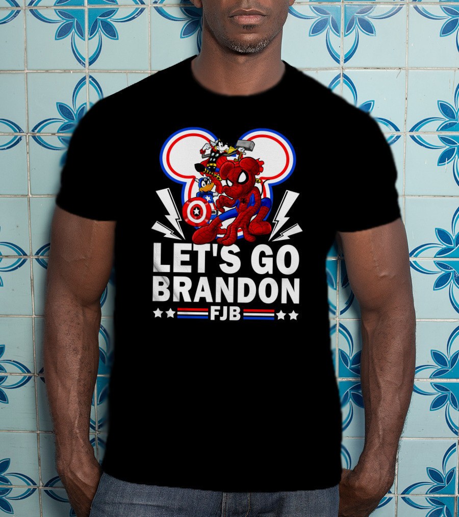 Let's Go Brandon FJB Disney Marvel Spiderman Thor Captain America Mickey Donald T-Shirt