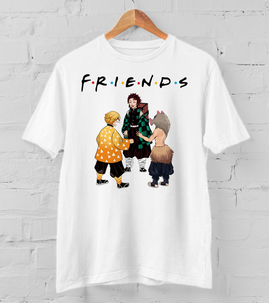 Friends Rock Paper Scissors With Anime Characters T-Shirt