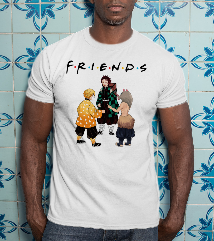 Friends Rock Paper Scissors With Anime Characters T-Shirt