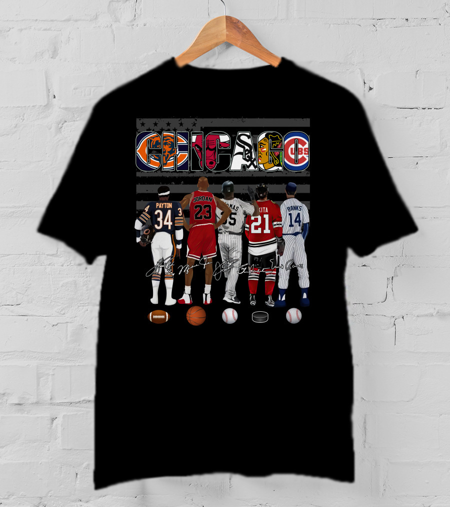 Chicago Icons Payton Jordan Thomas Mikita Banks Jerseys Signatures T-Shirt