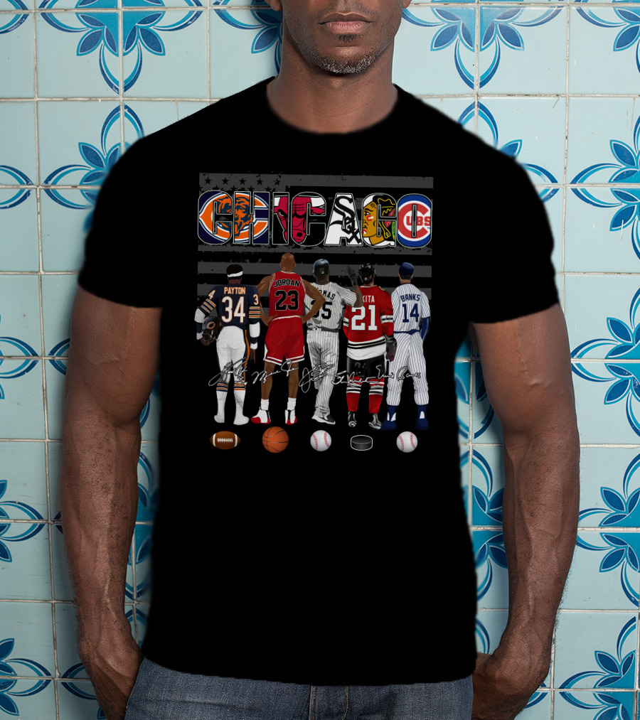 Chicago Icons Payton Jordan Thomas Mikita Banks Jerseys Signatures T-Shirt