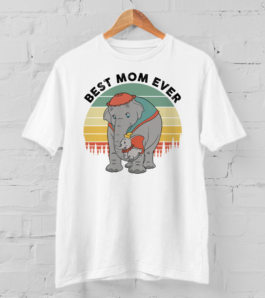 Best Mom Ever Loving Elephant Family T-Shirt