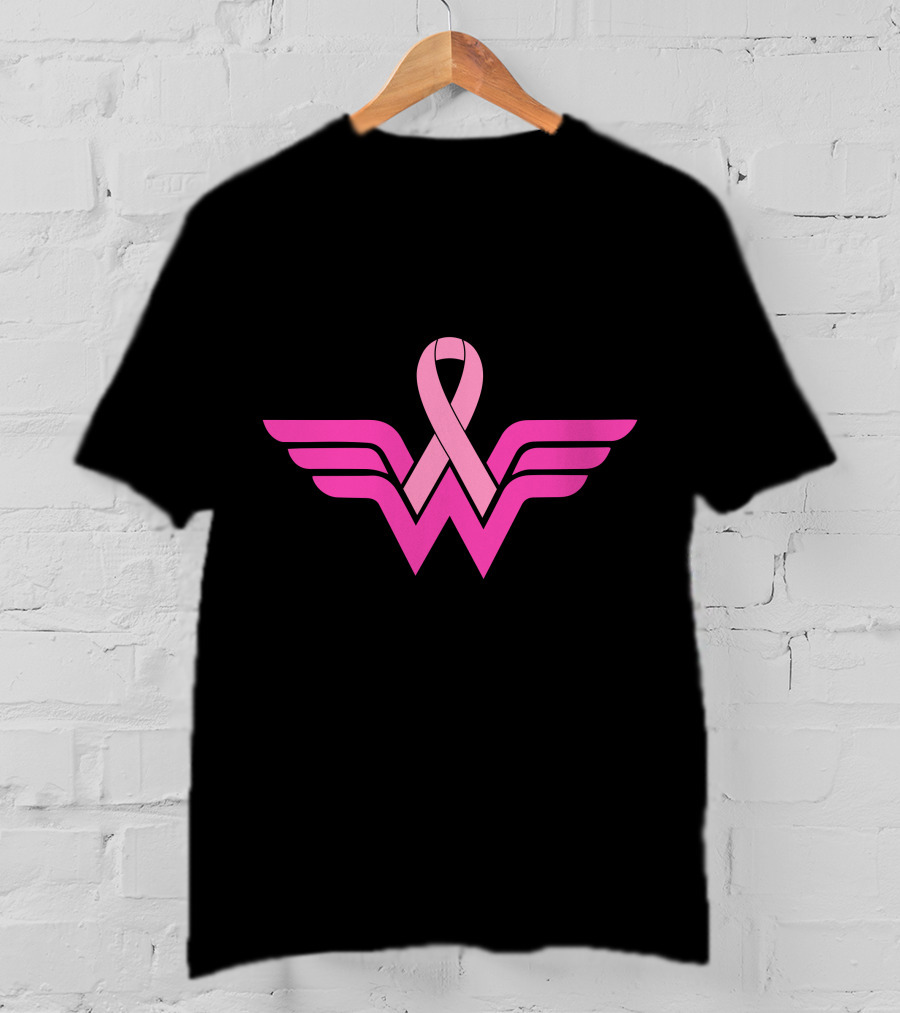 Wonder Woman Breast Cancer Awareness Ribbon T-Shirt