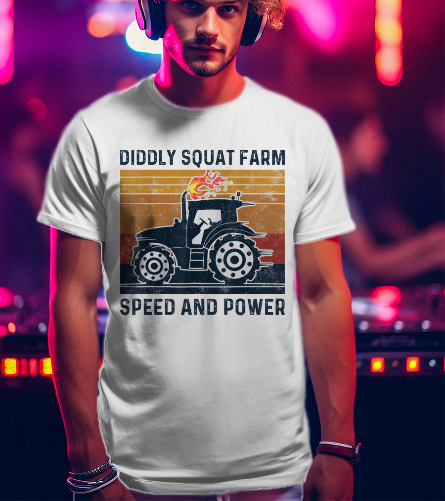 Diddly Squat Farm Tractor Speed And Power With Fire Elements T-Shirt