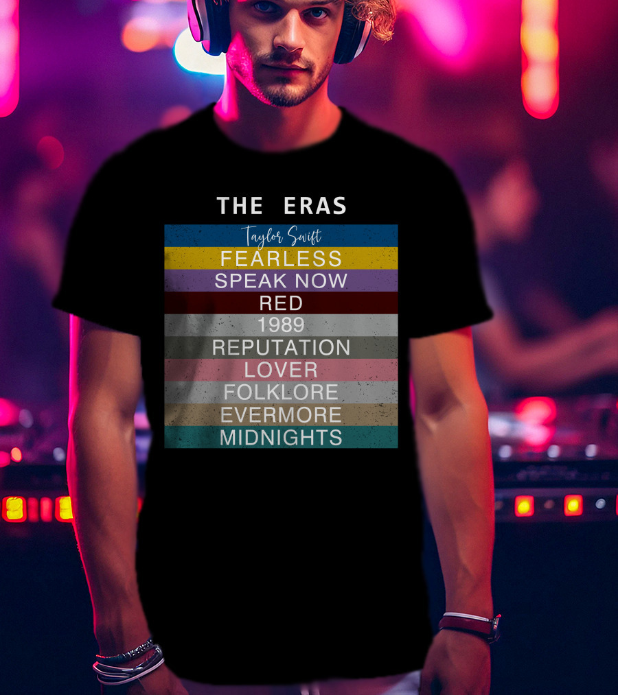 Taylor Swift The Eras Fearless Speak Now Red 1989 Reputation Lover Folklore Evermore Midnights T-Shirt
