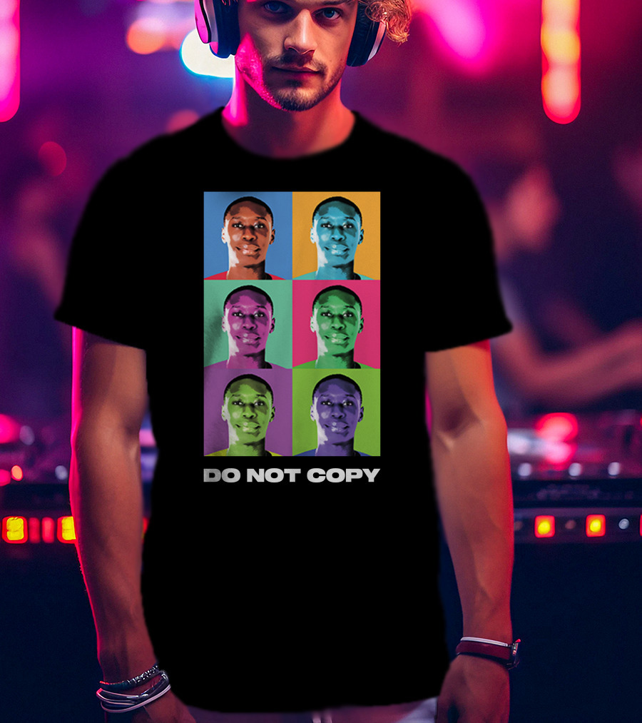 Khaby Lame Pop Art Style Do Not Copy Multi-Color Portraits T-Shirt