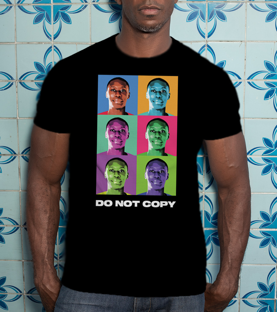 Khaby Lame Pop Art Style Do Not Copy Multi-Color Portraits T-Shirt