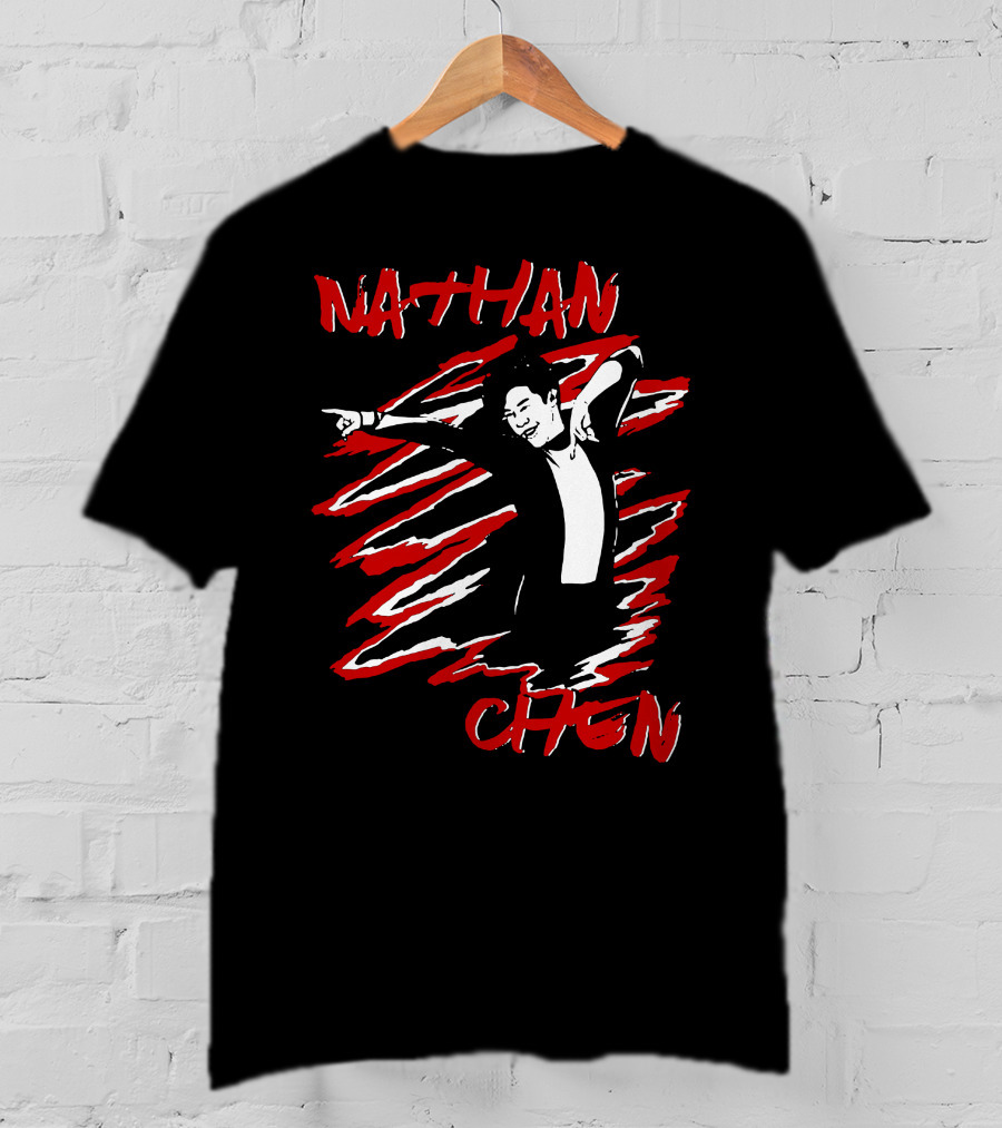 Nathan Chen Dynamic Pose Red And Black T-Shirt