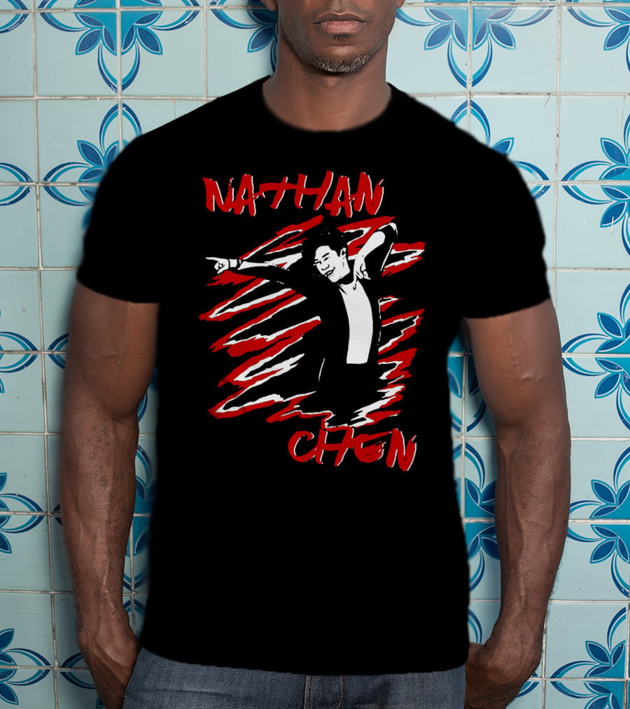 Nathan Chen Dynamic Pose Red And Black T-Shirt