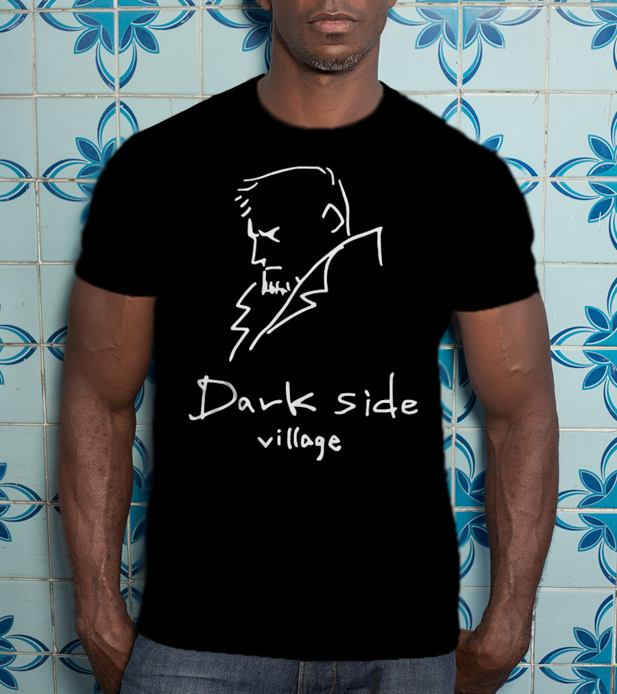 Dark Side Village Mysterious Outline Character Drawing T-Shirt