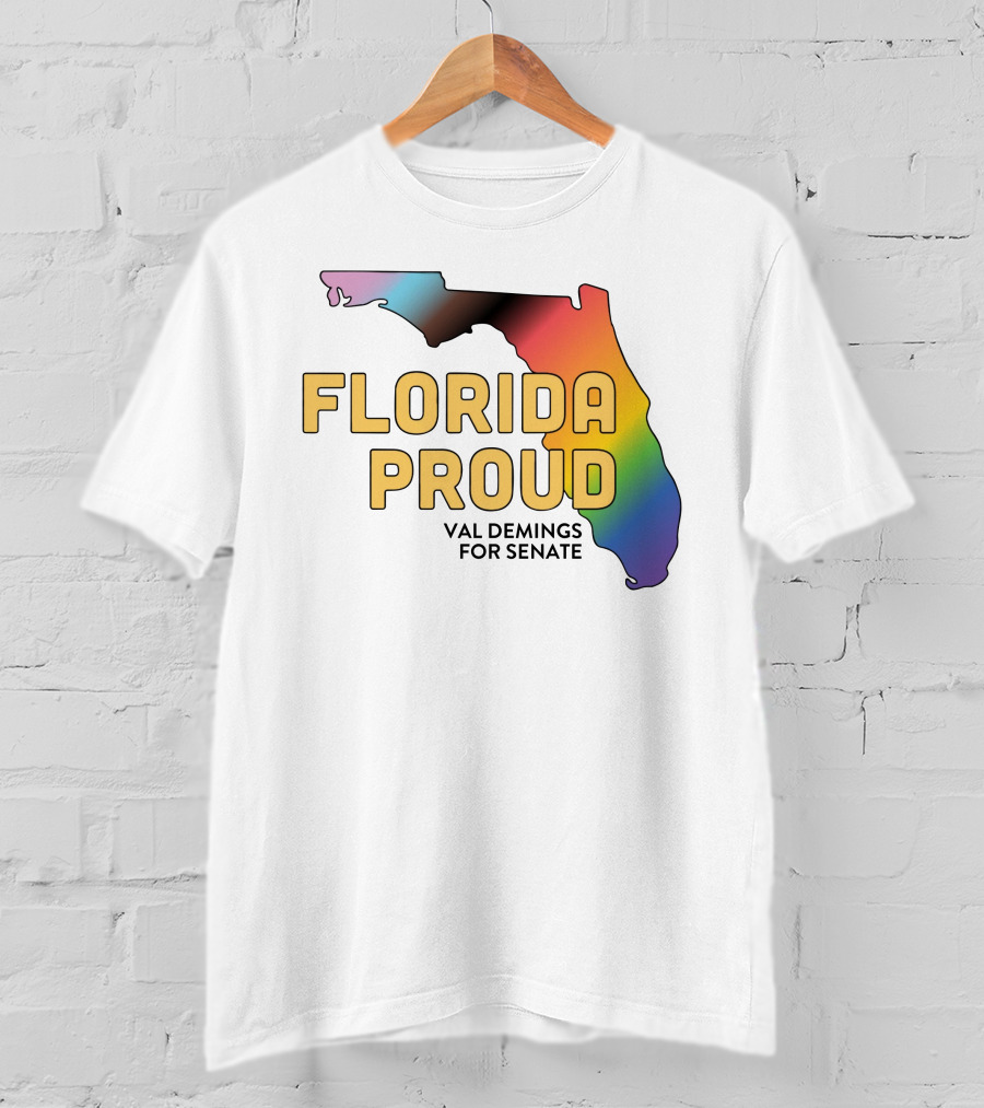 Florida Proud Rainbow Map Val Demings For Senate T-Shirt