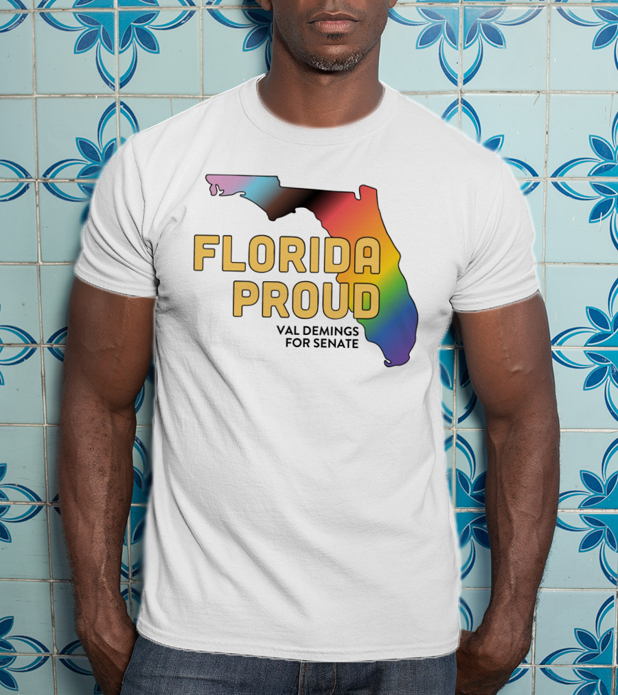Florida Proud Rainbow Map Val Demings For Senate T-Shirt