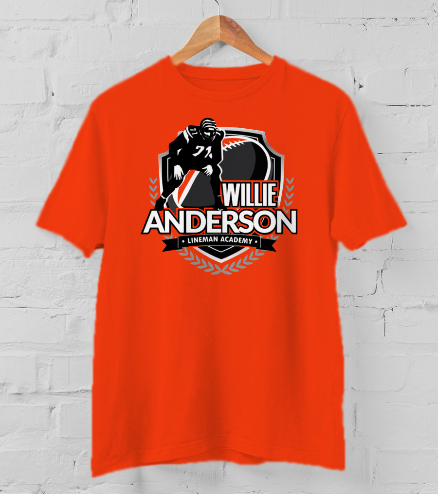 Willie Anderson Lineman Academy Football Shield T-Shirt